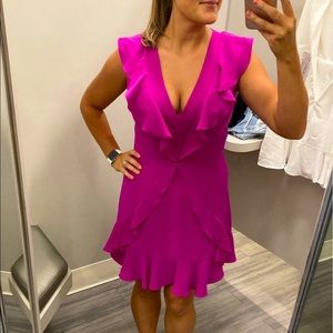 BCBG Magenta Crisscross Ruffle Dress NWT